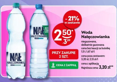 Woda Nałęczowianka niegazowana, delikatnie gazowana promocja w Żabka