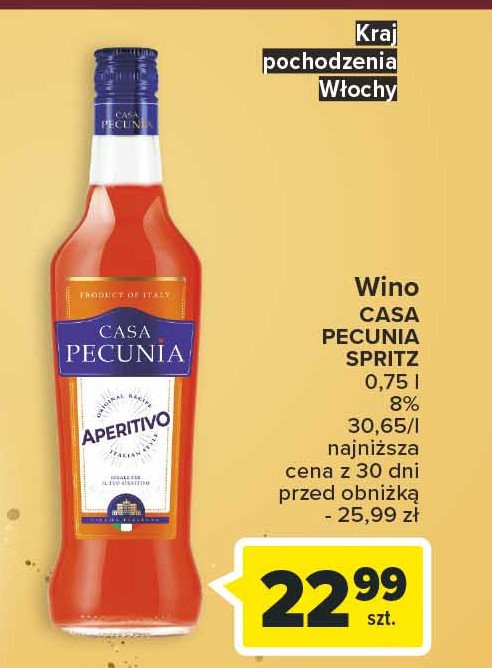 Wino Casa pecunia spritz aperitivo promocja