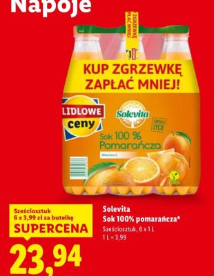 Sok 100% pomarańcza 6-pak promocja w Lidl