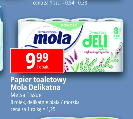 Papier toaletowy delikatna biel Mola promocja w Leclerc