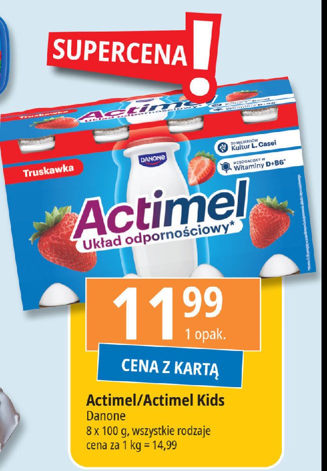 Jogurt kids truskawka i banan Danone actimel promocja