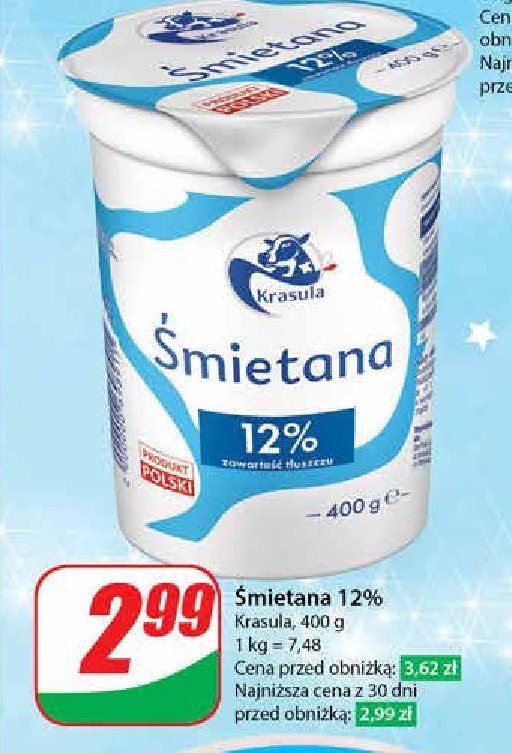 Śmietana 12 % homogenizowana Krasula promocja