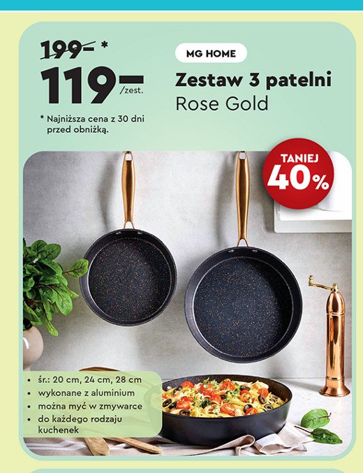 Zestaw patelni rose gold Mg home promocja