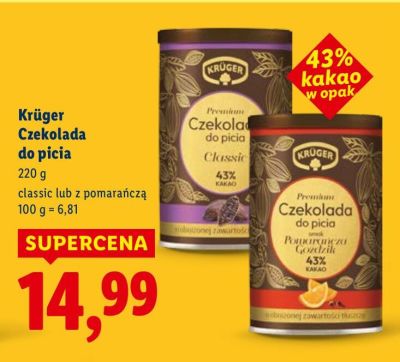 Czekolada Krüger do picia z pomarańczą promocja w Lidl