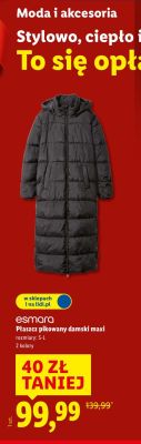 Płaszcz pikowany damski maxi esmara promocja w Lidl