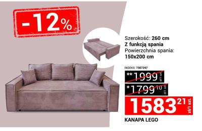 Kanapa LEGO szerokość 260 cm z funkcją spania powierzchnia spania 150x200 cm promocja w Merkury Market