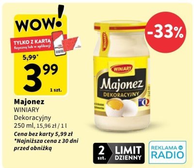 Majonez WINIARY Dekoracyjny 250 ml promocja w Intermarche