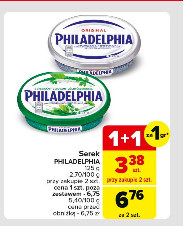 Serek z ziołami Philadelphia promocja w Carrefour