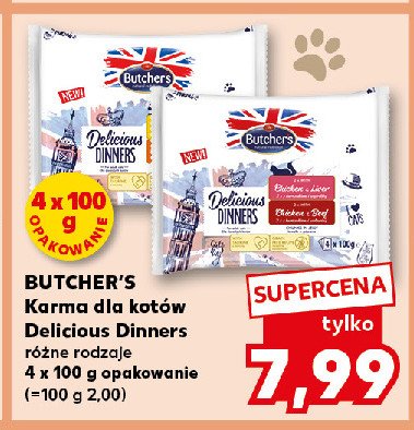 Karma dla kota kurczak + kurczak z indykiem Butcher's delicious dinners promocja