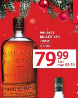 Whisky Bulleit 45% 700 ml promocja w Selgros