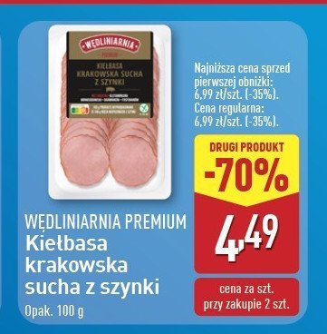 Kiełbasa krakowska sucha z szynki Wędliniarnia classic promocja w Aldi