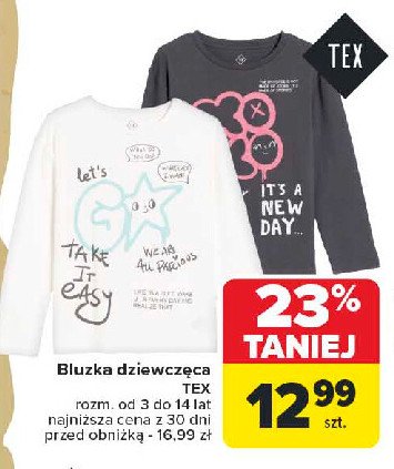 Bluzka dziewczęca 3-14 lat Tex promocja w Carrefour