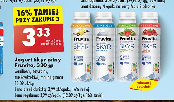 Jogurt wanilia Fruvita skyr promocja