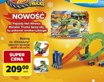 Pojazdy Monster Trucks Rekiny vs. dinozaury SMOCZY WYŚCIG promocja w Carrefour