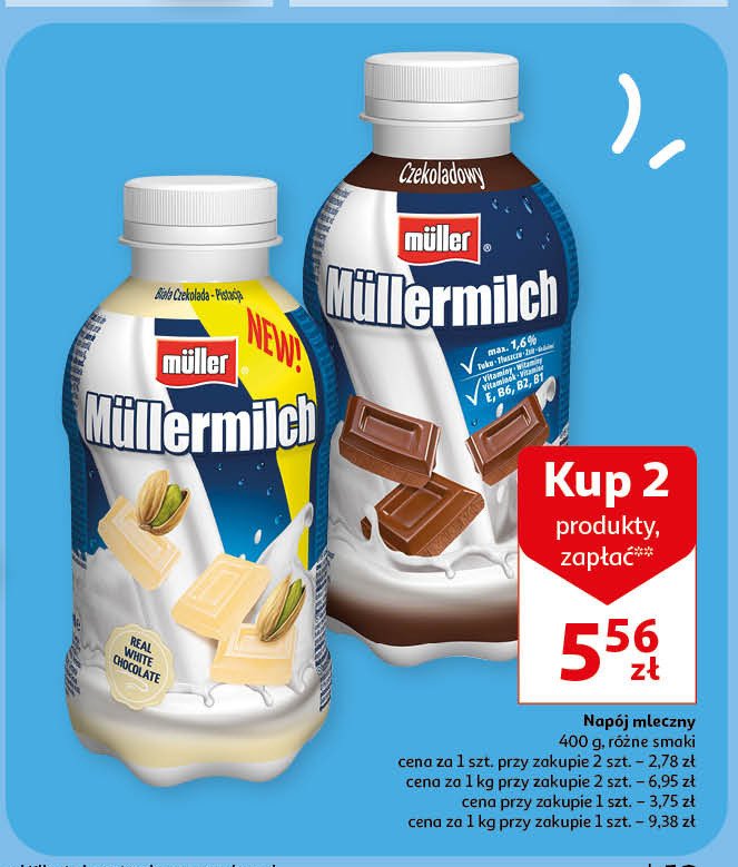 Napój mleczny biała czekolada i pistacja Mullermilch promocja