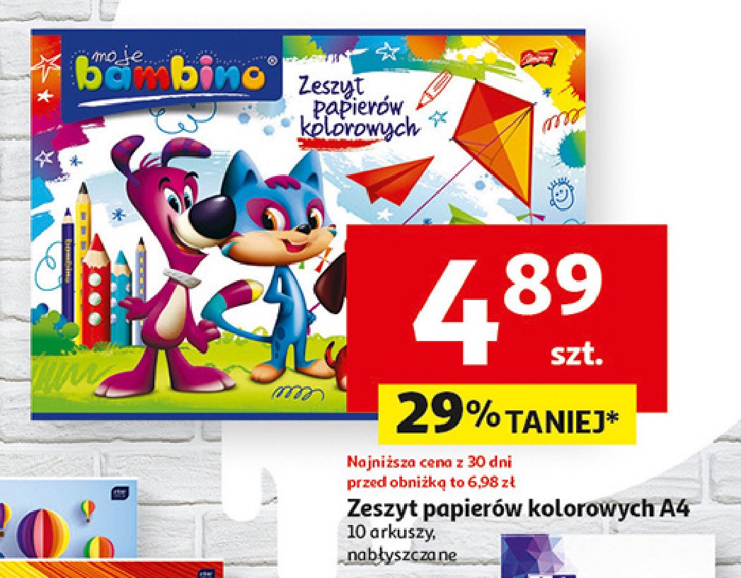 Zeszyt papierów kolorowych a4 10 k Moje bambino promocja