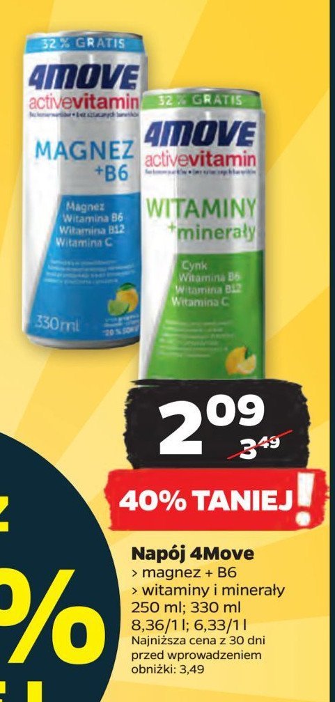 Napój witaminy + minerały witalność 4move active vitamin promocja