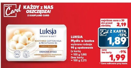 Mydło soothing cotton milk & provitamin b5 Luksja creamy & soft promocja