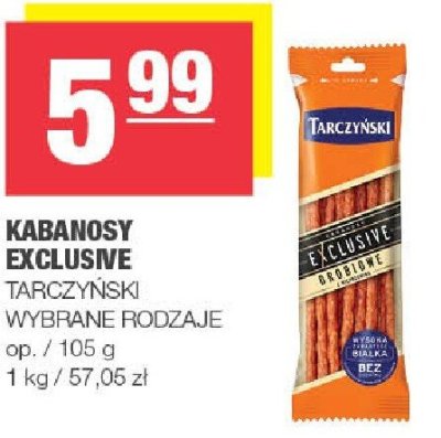 Kabanosy Exclusive Tarczyński wybrane rodzaje promocja w SPAR