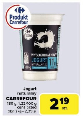 Jogurt naturalny wysokobiałkowy Carrefour extra promocja