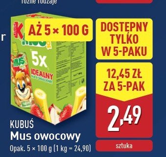 Mus mix Kubuś mus 100% promocja w Aldi