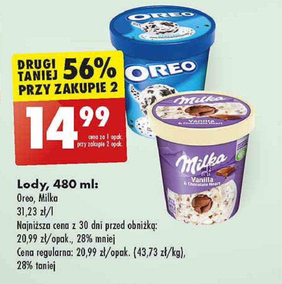 Lody vanilla & chocolate heart Milka promocja