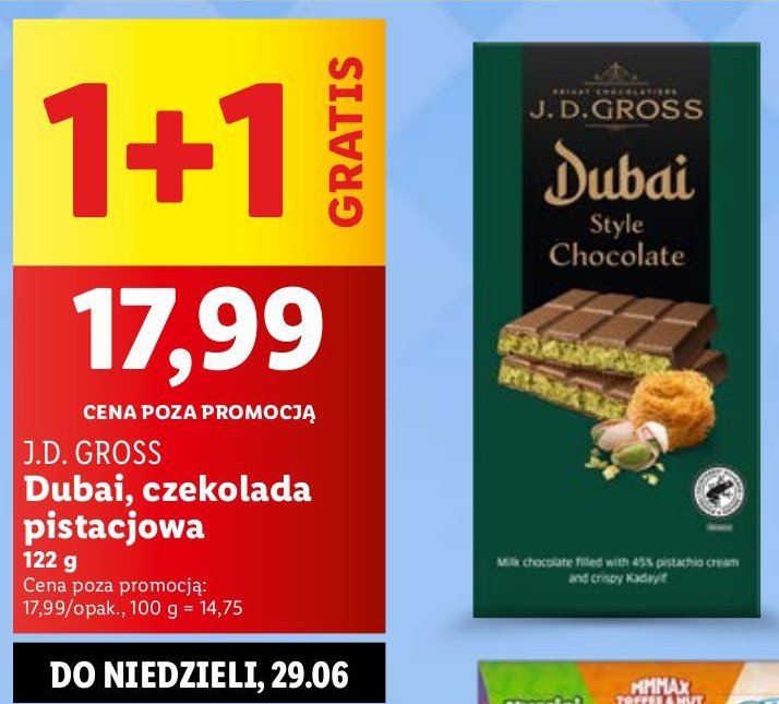 Czekolada dubajska J.d.gross promocja w Lidl