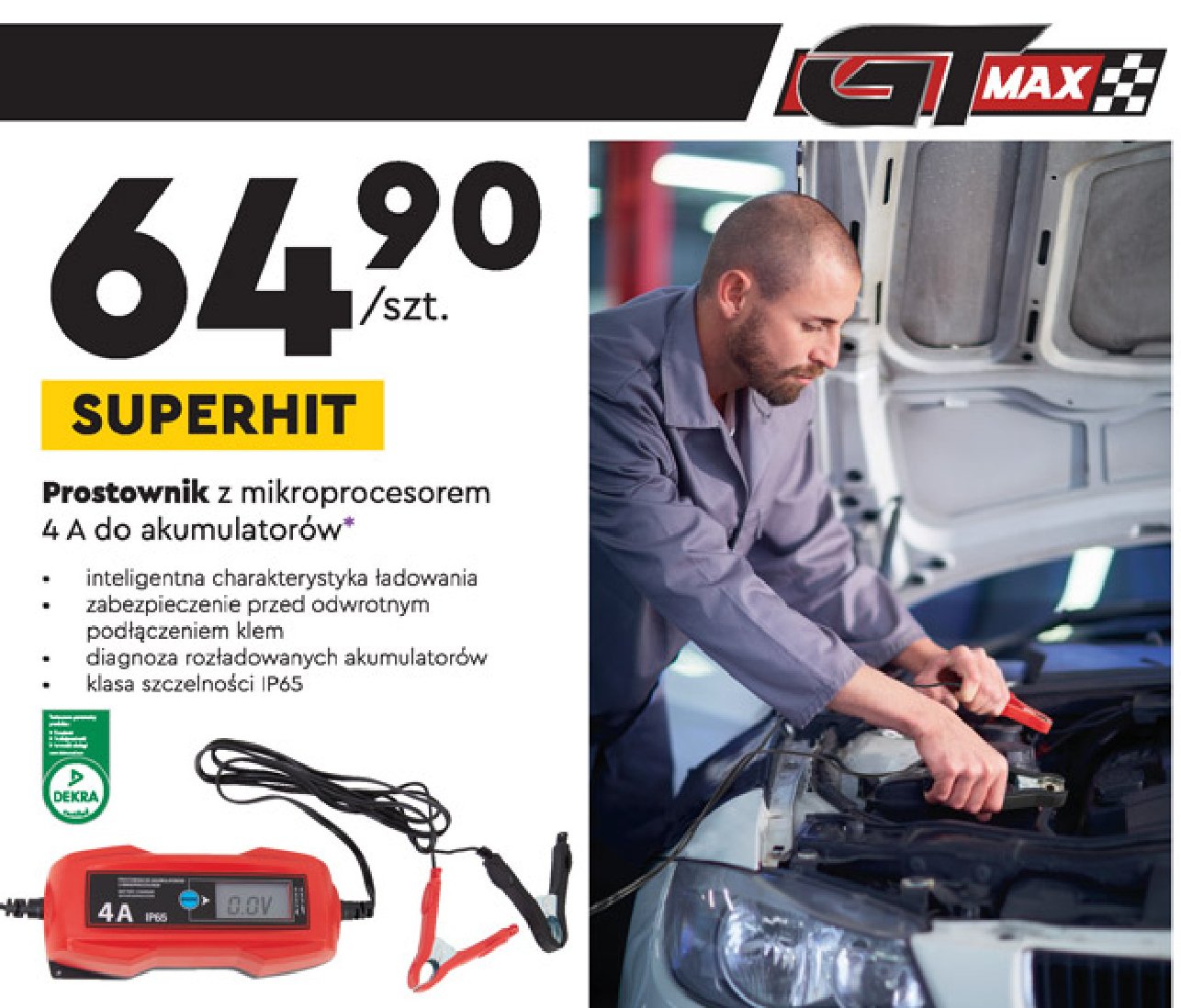 Prostownik z mikroprocesorem 4a do akumulatorów Gt max promocja
