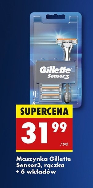 Maszynka do golenia + 6 wkładów Gillette sensor 3 promocja w Biedronka