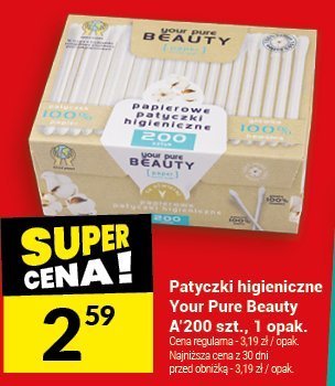Patyczki higieniczne Four Pure Beauty A 200 szt., 1 opak. promocja w Twój Market