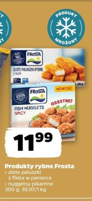 Produkty rybne Frosta złote paluszki z fileta w panierce nuggetsy pikantne promocja w Netto