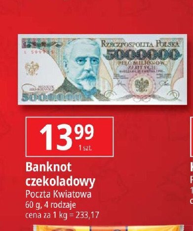 Banknot czekoladowy promocja