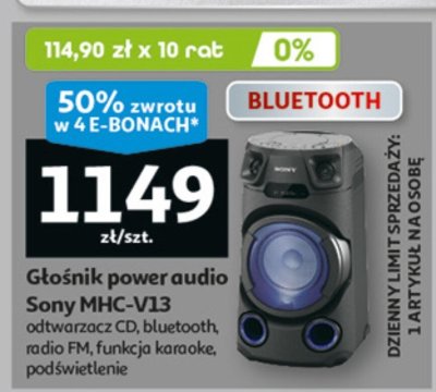 Głośnik power audio Sony MHC-V13 promocja w Auchan