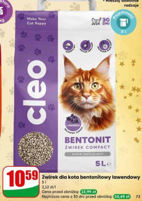 Żwirek dla kota bentonitowy lawendowy Cleo promocja w Dino