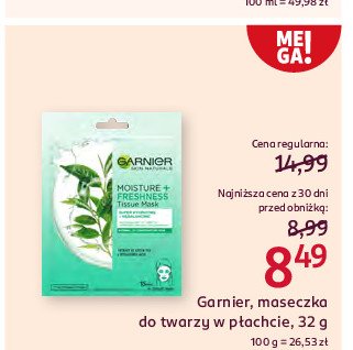 Maska moisture + freshness nawilża i oczyszcza Garnier skin naturals promocja w Rossmann