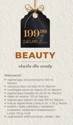 Zestaw kosmetyków Beauty Nacomi + Kule do kąpieli Aurora + Pralinki Lindor Nacomi, Aurora, Lindt promocja w Makro