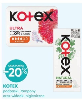 Podpaski, tampony oraz wkładki higieniczne KOTEX promocja w Super-Pharm