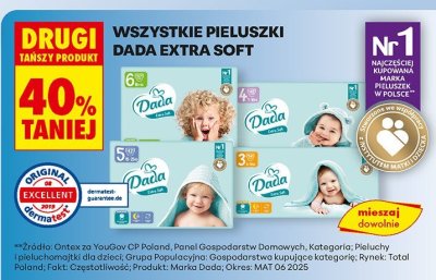 Pieluchy Dada Extra Soft wszystkie rodzaje drugi -40% taniej promocja w Biedronka