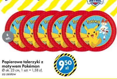 Papierowe talerzyki z motywem Pokémon promocja w Tedi