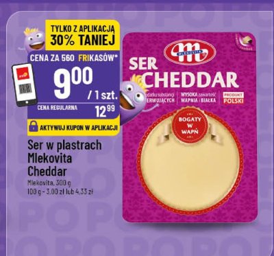 Ser w plastrach Mlekovita Cheddar promocja w POLOmarket