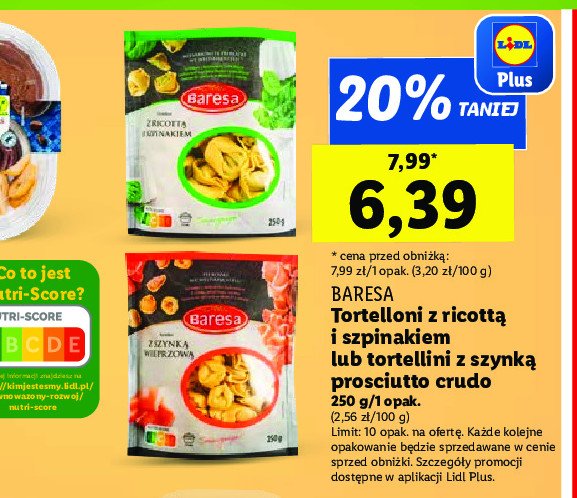 Tortelloni z szynk膮 prosciutto crudo Baresa promocja