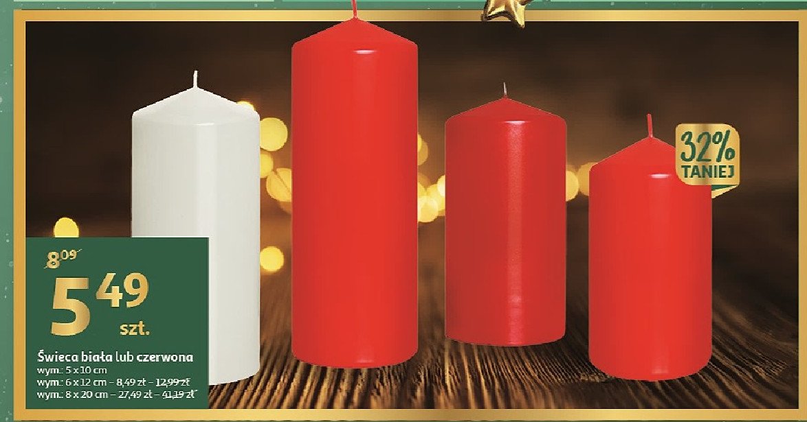 Świeca biała 5 x 20 cm promocja