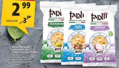 Włoska przekąska z dodatkiem cebuli o smaku pizza, klasyczna Taralli promocja w Arhelan