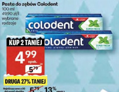 Pasta do zębów Colodent 100 ml wybrane rodzaje promocja w Delikatesy Centrum