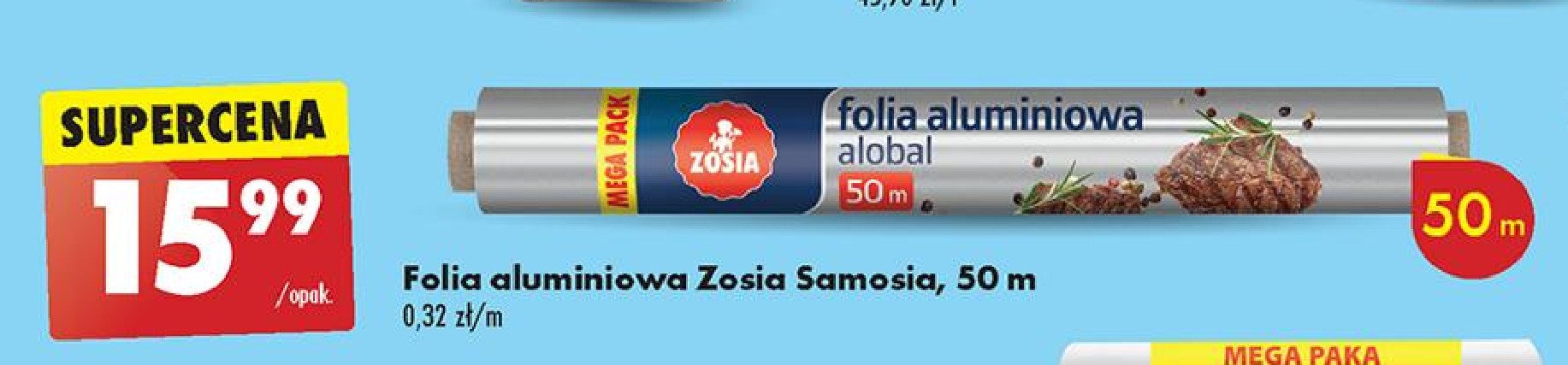 Folia aluminiowa 50 m Zosia samosia promocja