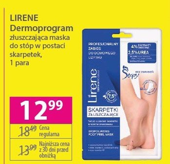 Skarpetki złuszczające bez zgrubień Lirene dermoprogram promocja w Woolworth