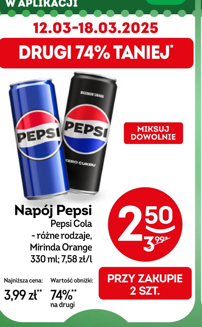 Napój Pepsi promocja w Żabka