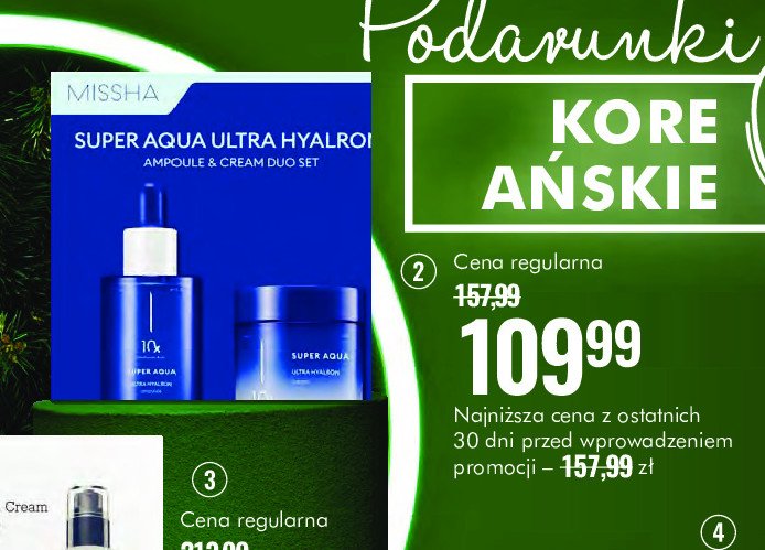 Zestaw w pudełku: super aqua ultra hyalron: krem do twarzy 70 ml + serum do twarzy 47 ml MISSHA ZESTAW promocja w Super-Pharm