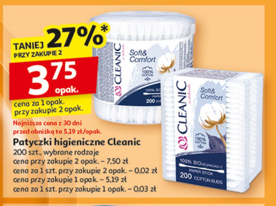 Patyczki higieniczne soft & comfort pudełko okrągłe Cleanic promocja