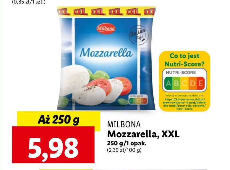 Ser mozzarella Milbona promocja